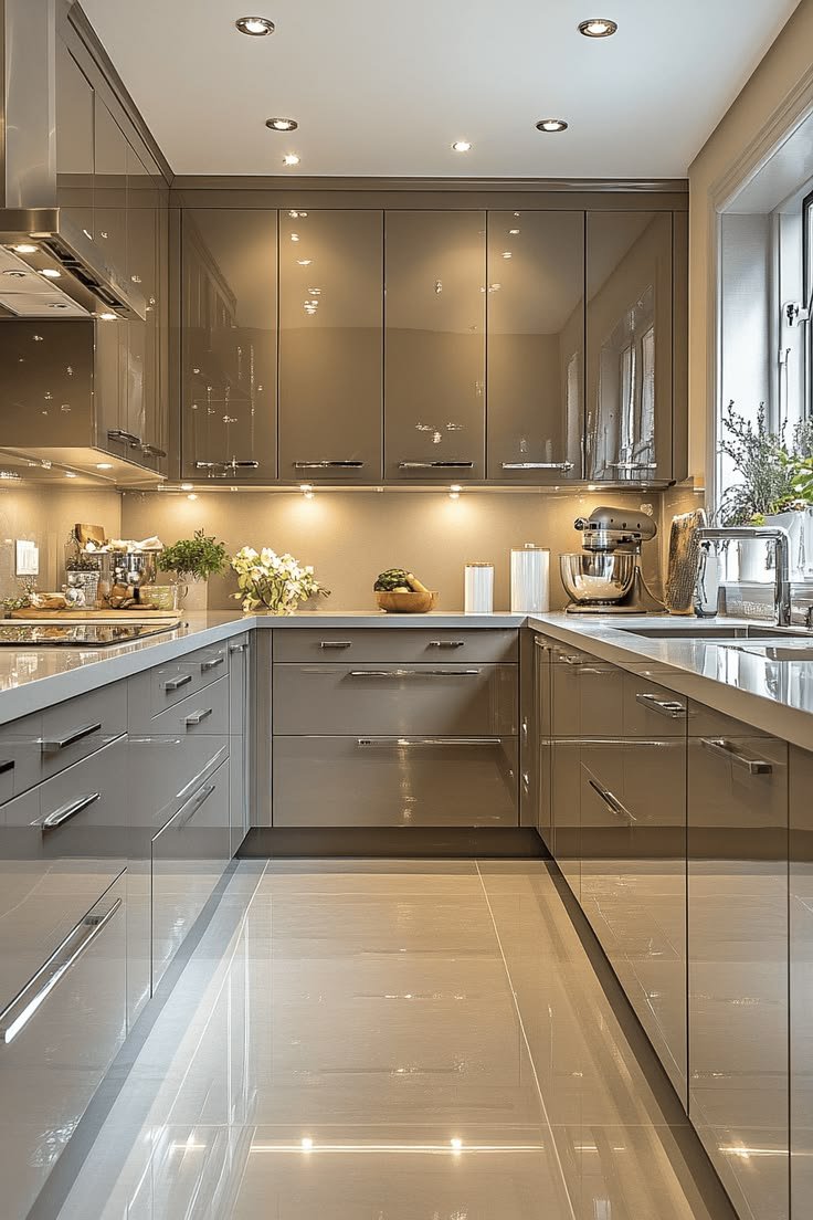 Dark Taupe Kitchen Cabinets